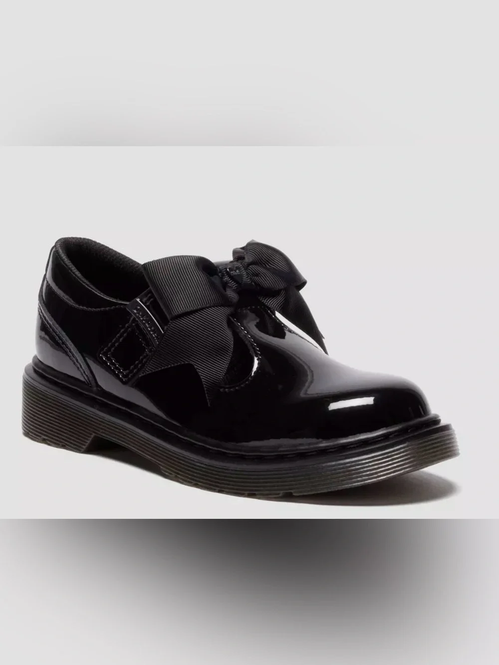 Dr. Martens Kids Black Patent Mary Jane with Ribbon Size 12